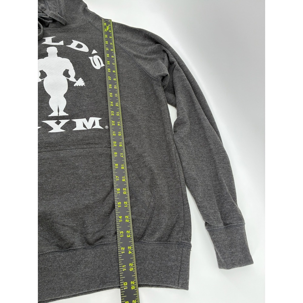 Golds Gym Mens Medium Hoodie Charcoal Gray Raglan Logo Pullover Sweatshirt M - Picture 6 of 7